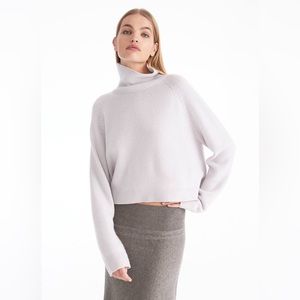 Free People 100% Cashmere Cropped Turtleneck white Sweater